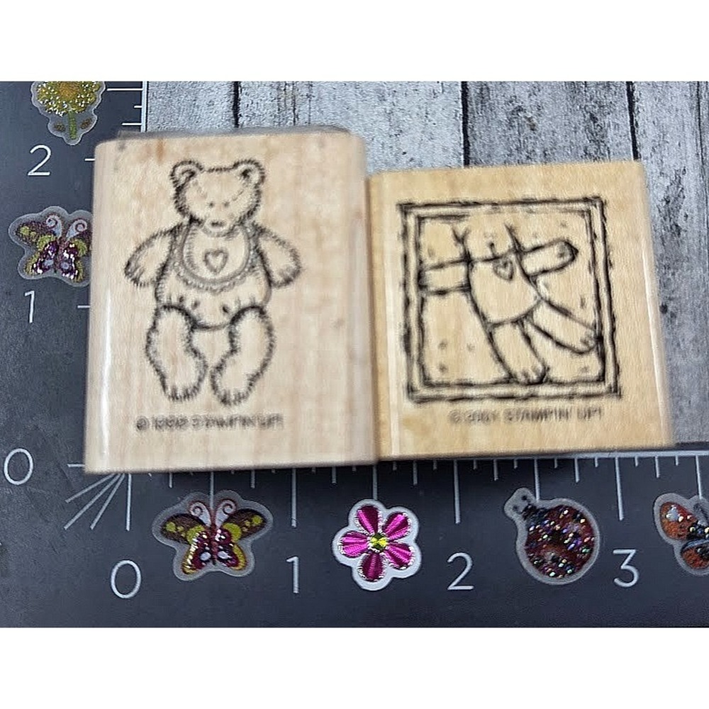 Stampin' Up! Teddy Bears Lot of 2 Rubber Stamp Wood #S41
